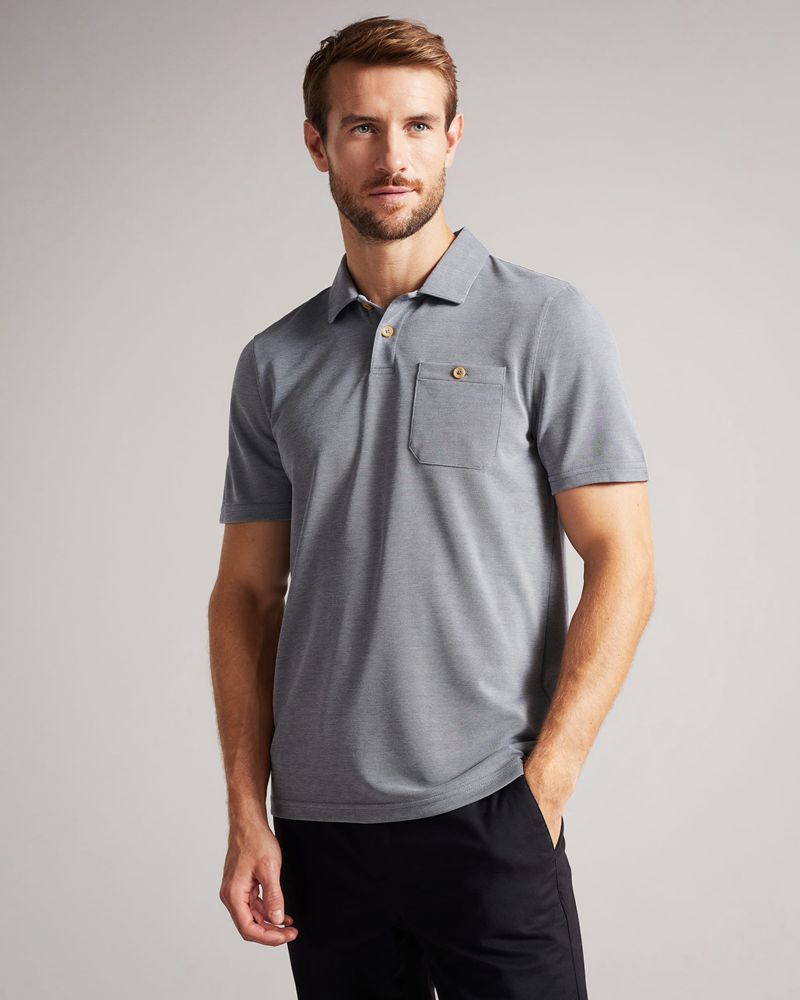 Ted Baker Hawka Ss Soft Touch Polo Blast Herr Marinblå | ETZ-195370