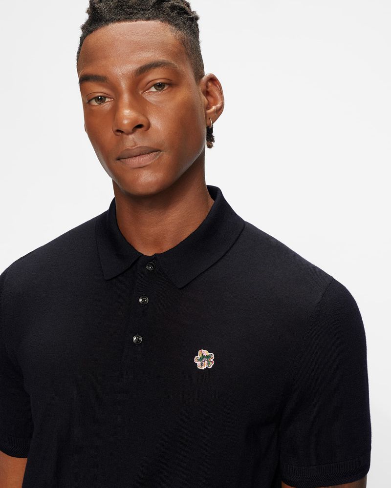 Ted Baker Haworth Sleeve Knitted Polo Blast Herr Marinblå | RXE-403158