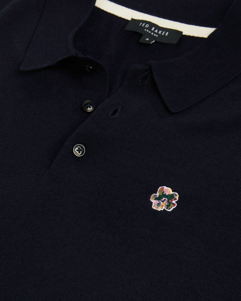 Ted Baker Haworth Sleeve Knitted Polo Blast Herr Marinblå | RXE-403158