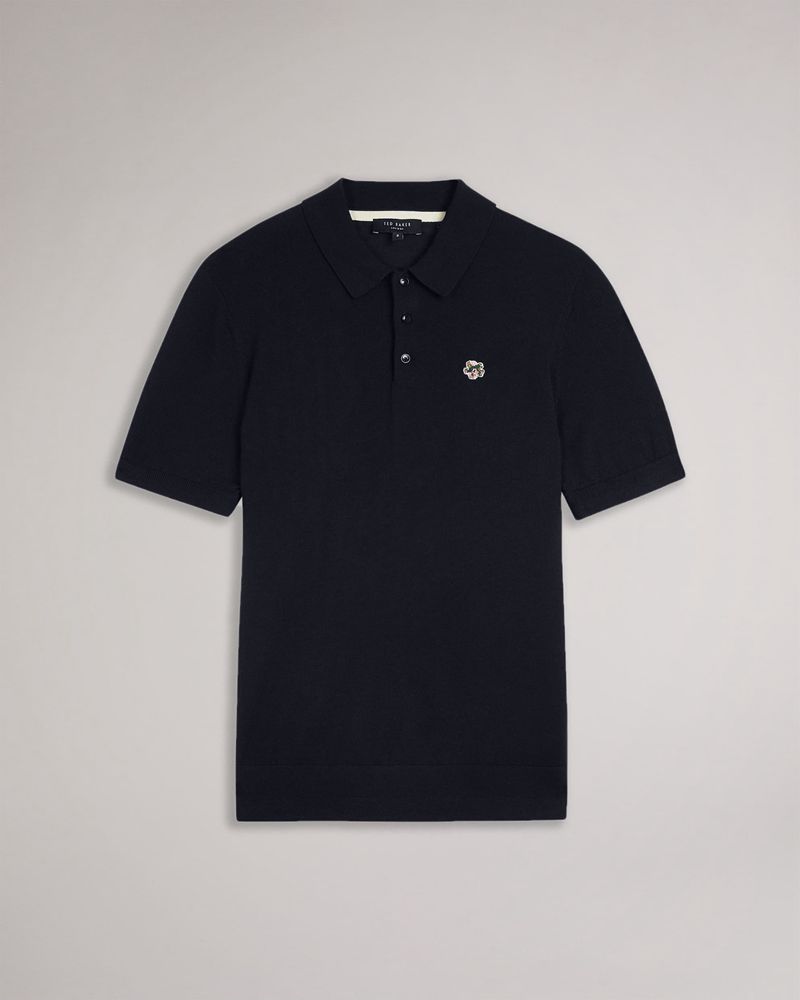 Ted Baker Haworth Sleeve Knitted Polo Blast Herr Marinblå | RXE-403158