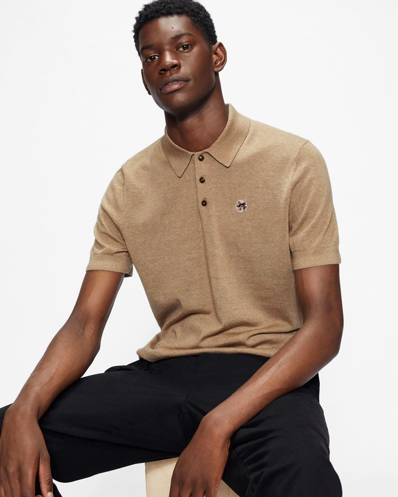 Ted Baker Haworth Sleeve Knitted Polo Blast Herr Bruna | UBV-258140