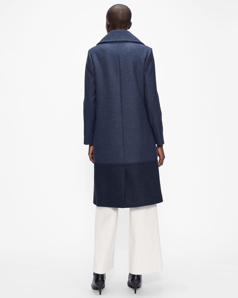 Ted Baker Hayylii Long Pea With Oversized Collar Jacka Dam Marinblå | ANW-486132