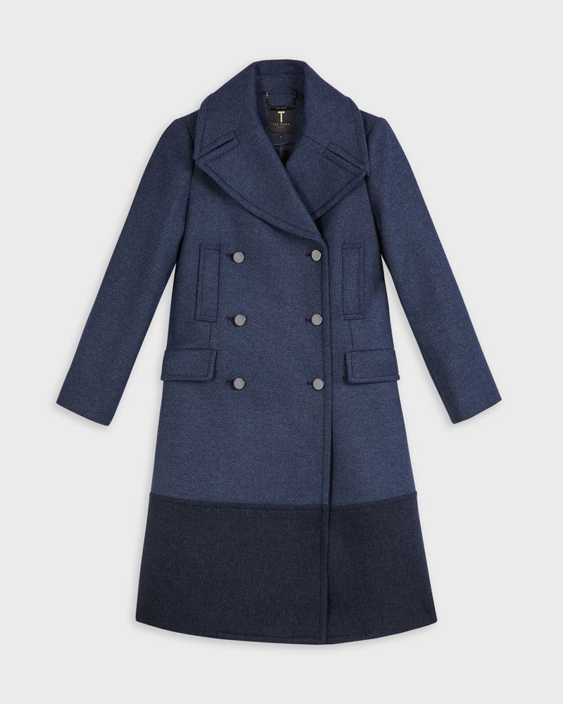 Ted Baker Hayylii Long Pea With Oversized Collar Jacka Dam Marinblå | ANW-486132