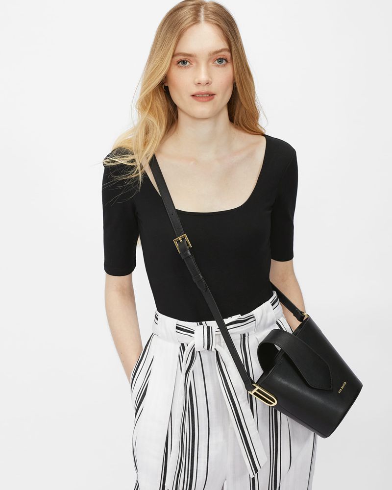 Ted Baker Hayyzel Square Neck Body Blast Dam Svarta | IRH-297451