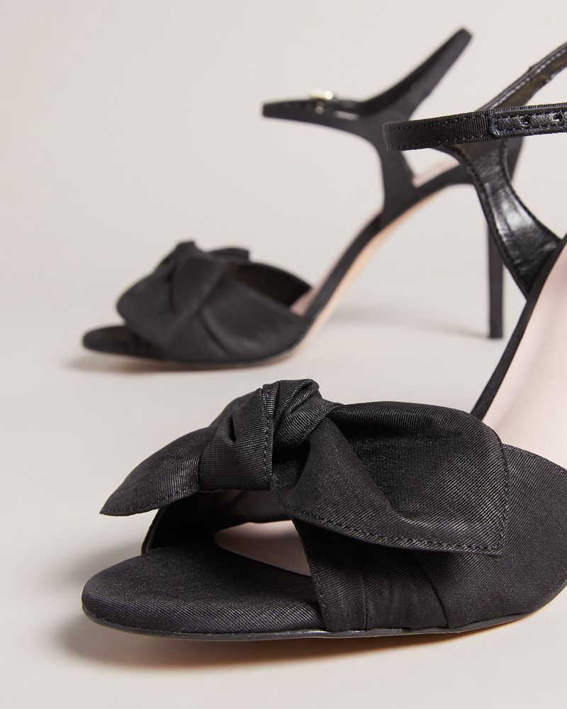 Ted Baker Heevia Moire Satin Bow Höga Klackar Dam Svarta | CYM-623140
