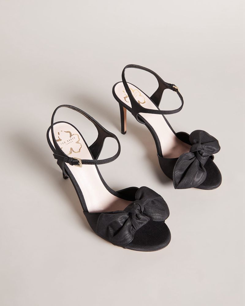 Ted Baker Heevia Moire Satin Bow Höga Klackar Dam Svarta | CYM-623140