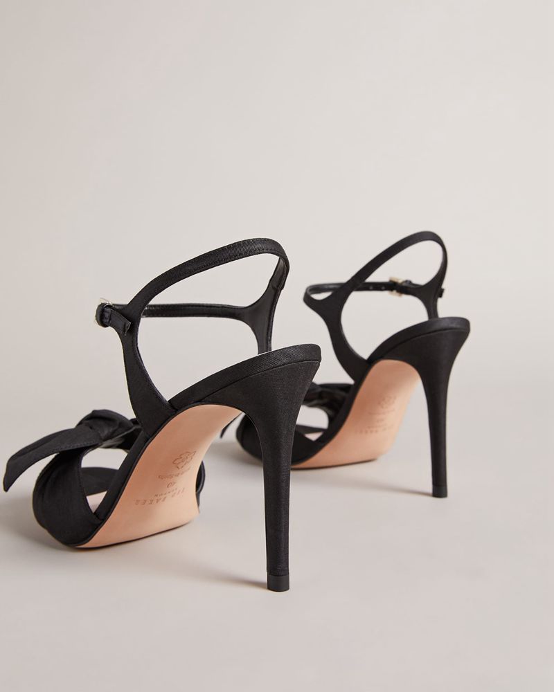 Ted Baker Heevia Moire Satin Bow Höga Klackar Dam Svarta | CYM-623140