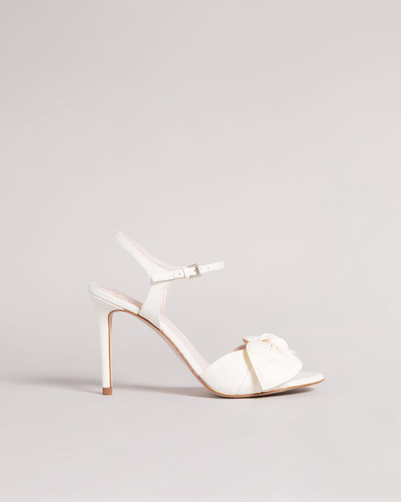 Ted Baker Heevia Moire Satin Bow Höga Klackar Dam Vita | FQL-482571