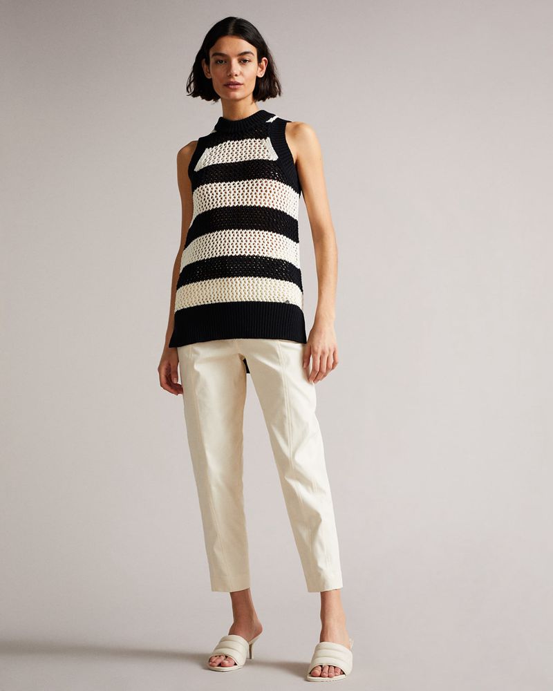 Ted Baker Heide Open Stitched Striped Tank Stickat Dam Vita | UQF-795364