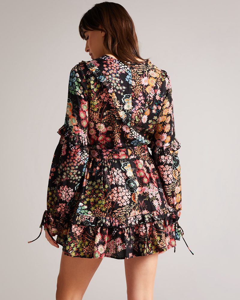 Ted Baker Hendria Mini With Ruffle Details Klänning Dam Svarta | RBP-643701