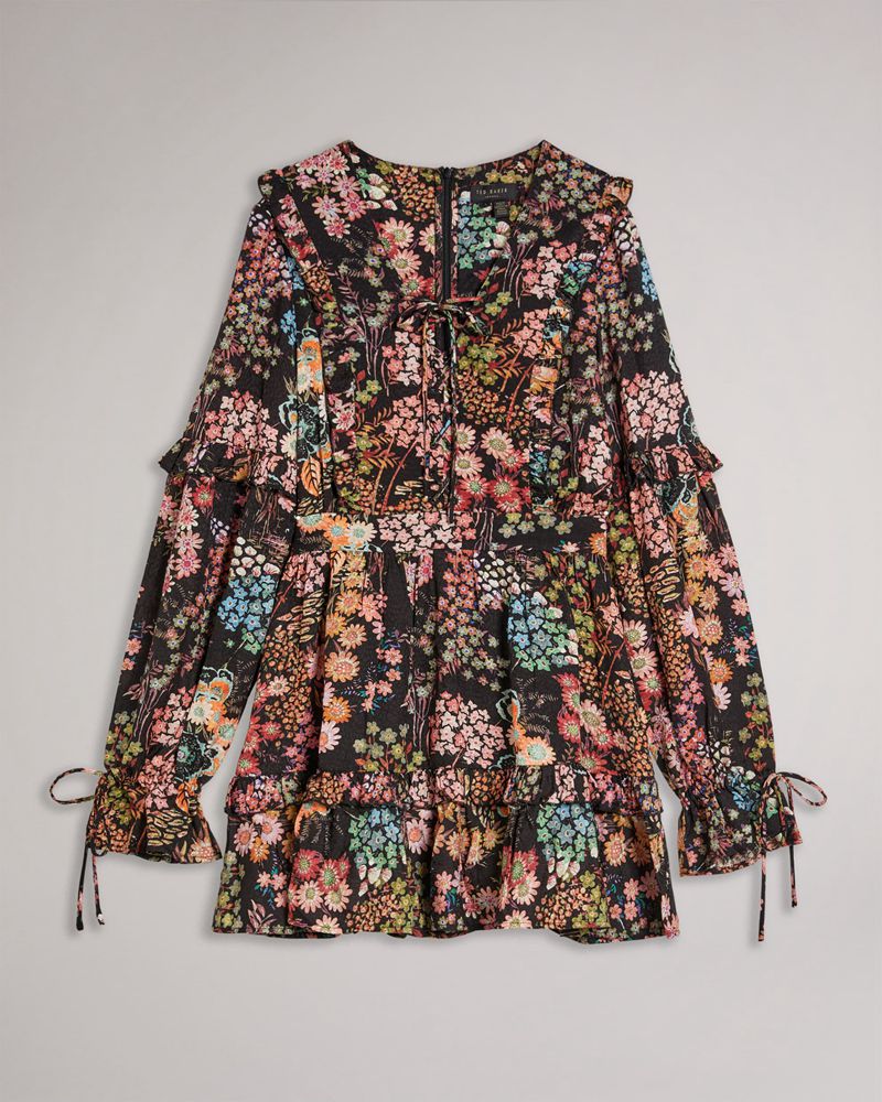 Ted Baker Hendria Mini With Ruffle Details Klänning Dam Svarta | RBP-643701