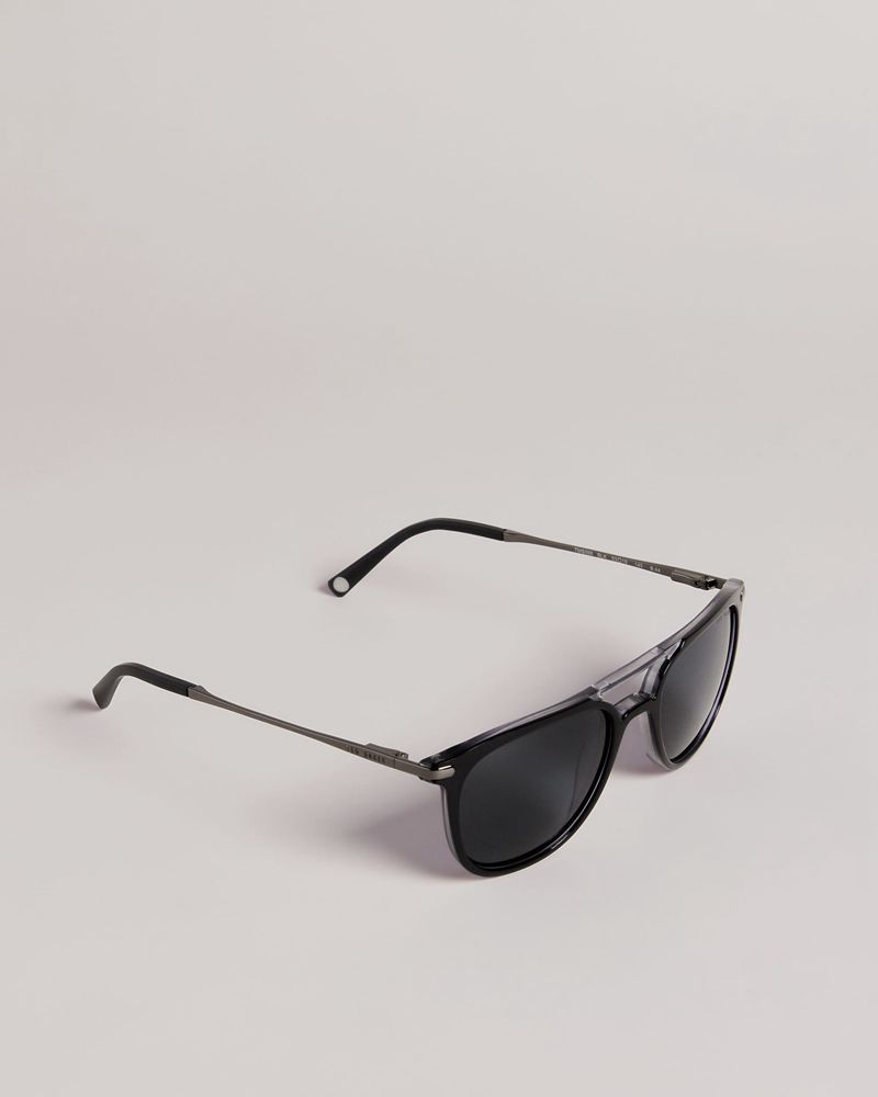 Ted Baker Hermtt Tms098 Square Aviator Metal Solglasögon Herr Svarta | NRZ-620785