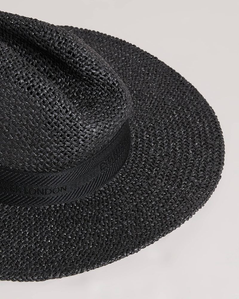 Ted Baker Hiltins Straw Webbing Band Panama Hatt Herr Svarta | HYE-531720