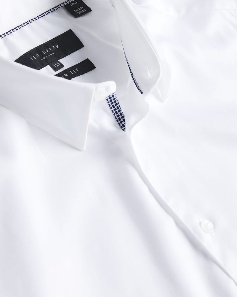 Ted Baker Holmess Long Sleeve Slim Fit Skjorta Herr Vita | JCZ-817236
