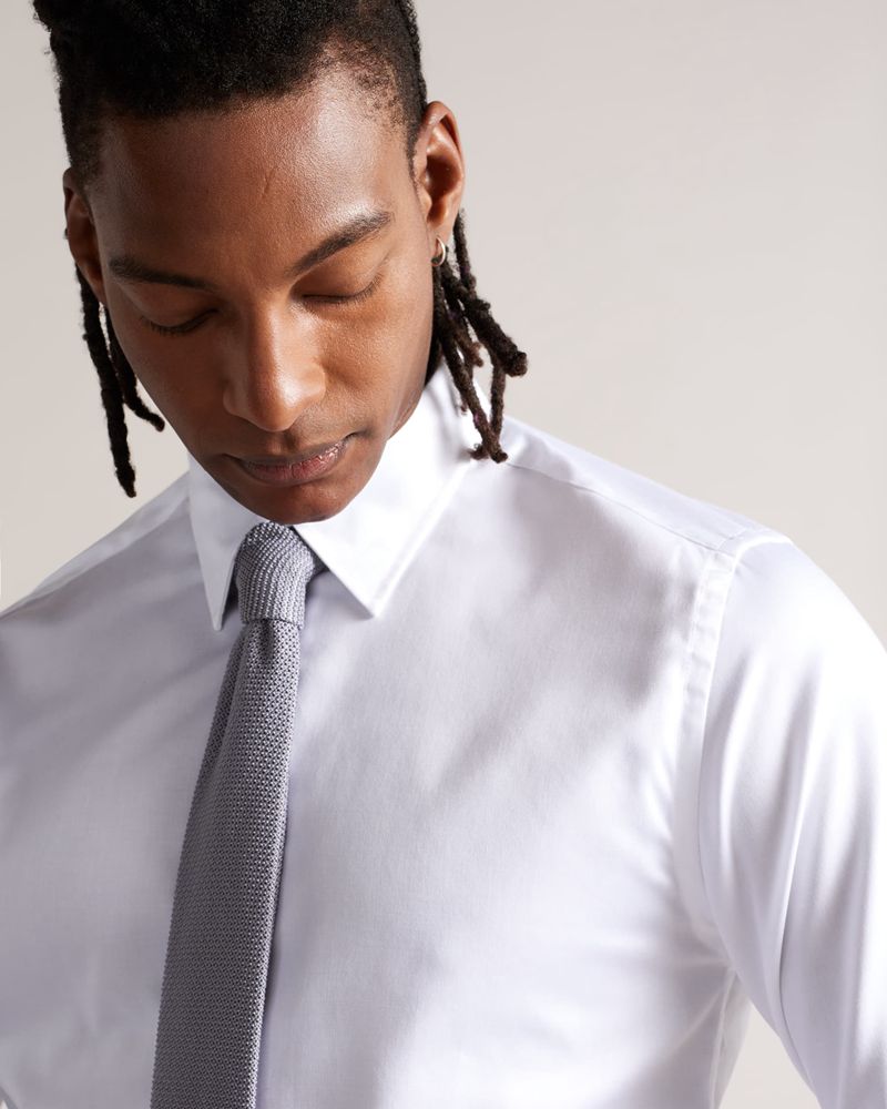 Ted Baker Holmess Long Sleeve Slim Fit Skjorta Herr Vita | JCZ-817236