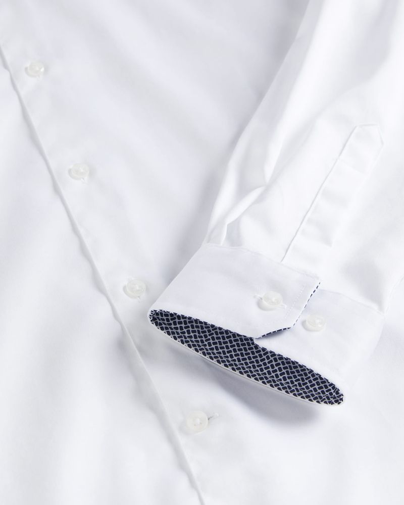 Ted Baker Holmess Long Sleeve Slim Fit Skjorta Herr Vita | JCZ-817236