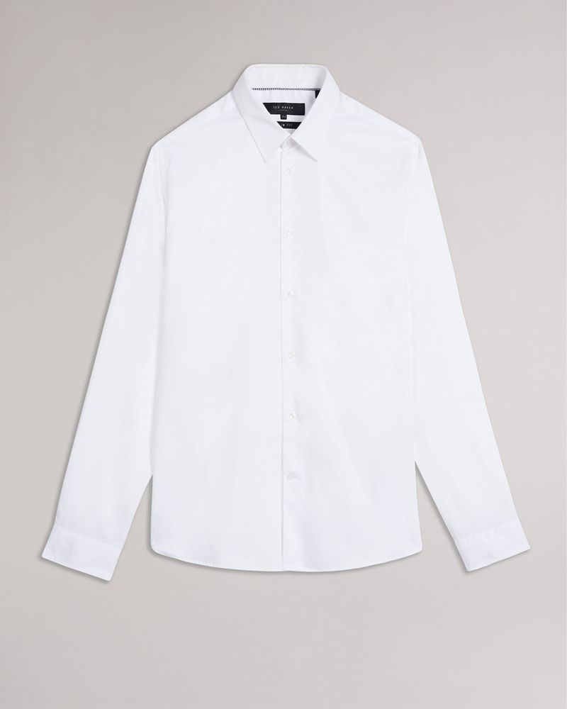 Ted Baker Holmess Long Sleeve Slim Fit Skjorta Herr Vita | JCZ-817236