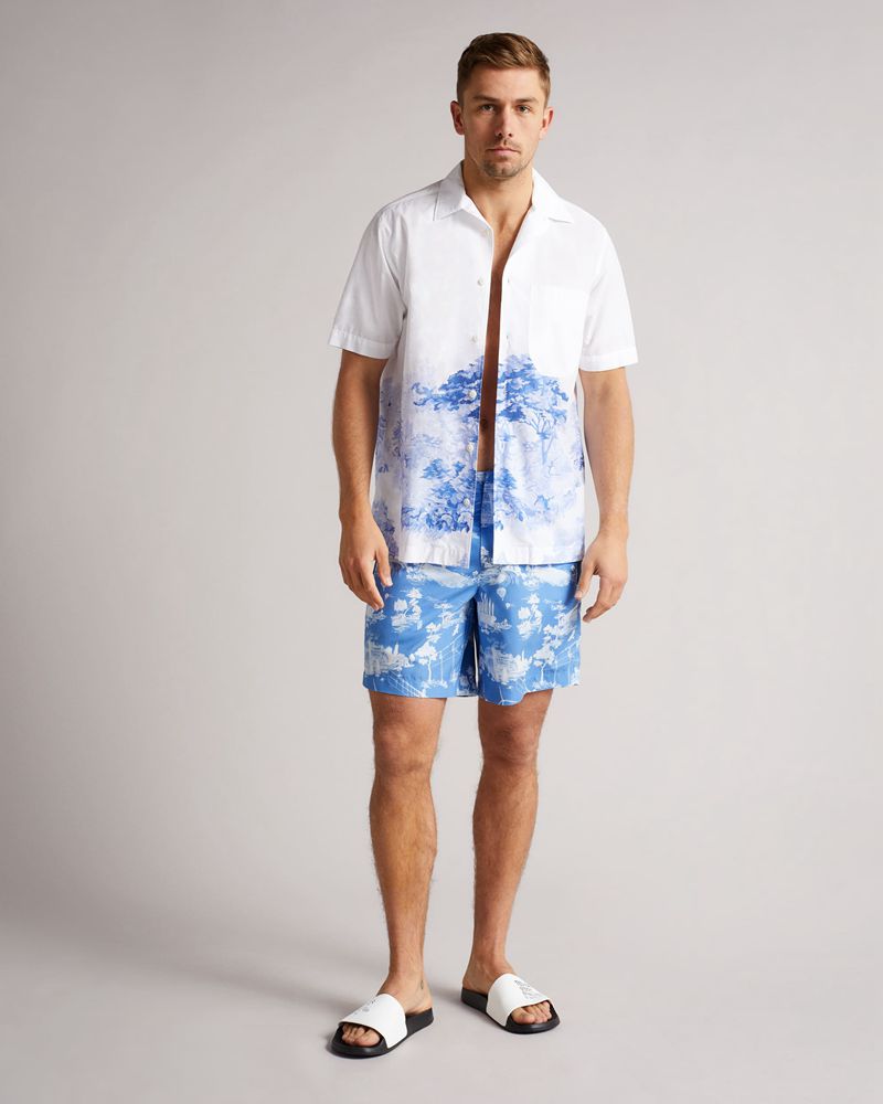 Ted Baker Holoway Printed Badkläder Herr Blå | CJD-903217