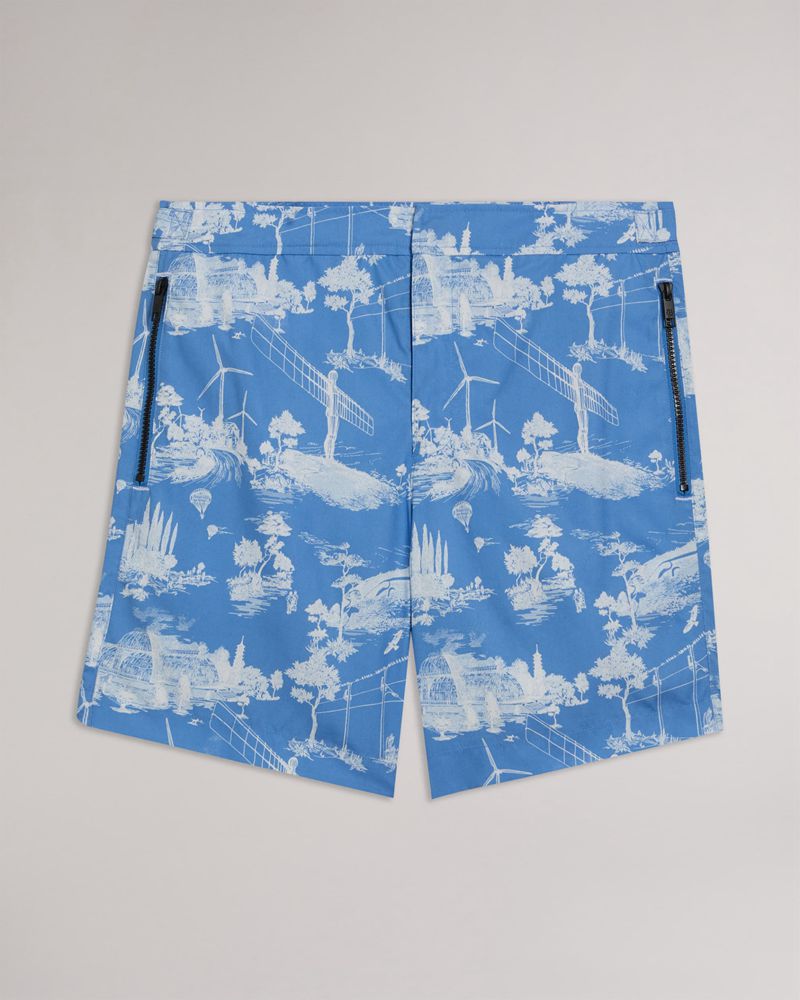 Ted Baker Holoway Printed Badkläder Herr Blå | CJD-903217