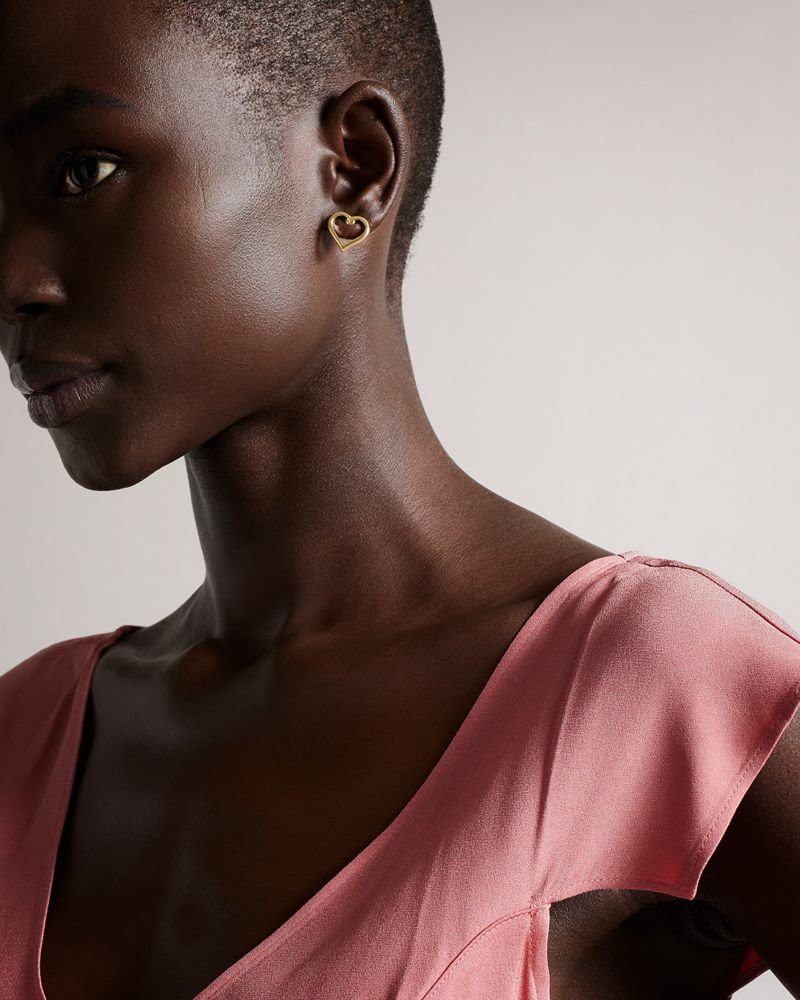 Ted Baker Hunti Chain Of Hearts Stud Earring Smycken Dam Guld | LDF-560142