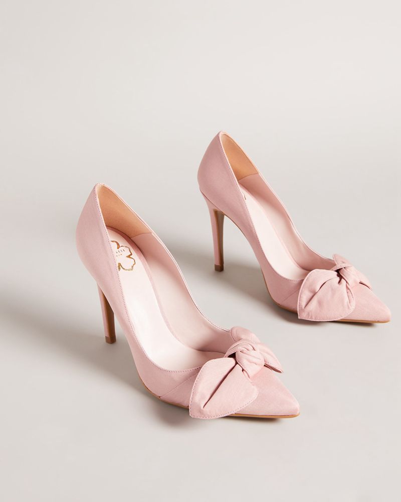Ted Baker Hyana Moire Satin Bow Court Höga Klackar Dam Rosa | UJS-465812
