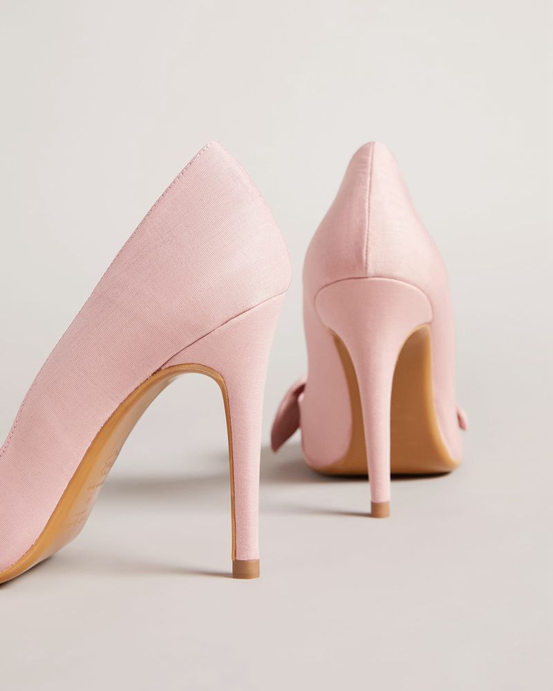Ted Baker Hyana Moire Satin Bow Court Höga Klackar Dam Rosa | UJS-465812