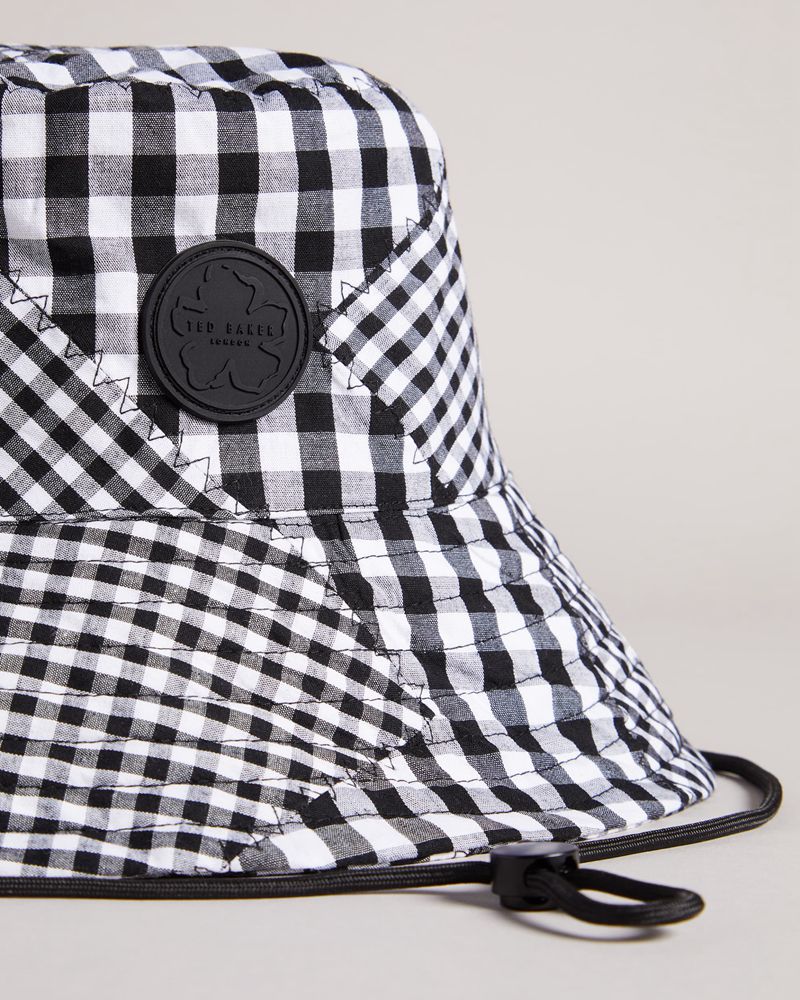 Ted Baker Ikkee Patchwork Gingham Bucket Hatt Dam Svarta | JXH-014763