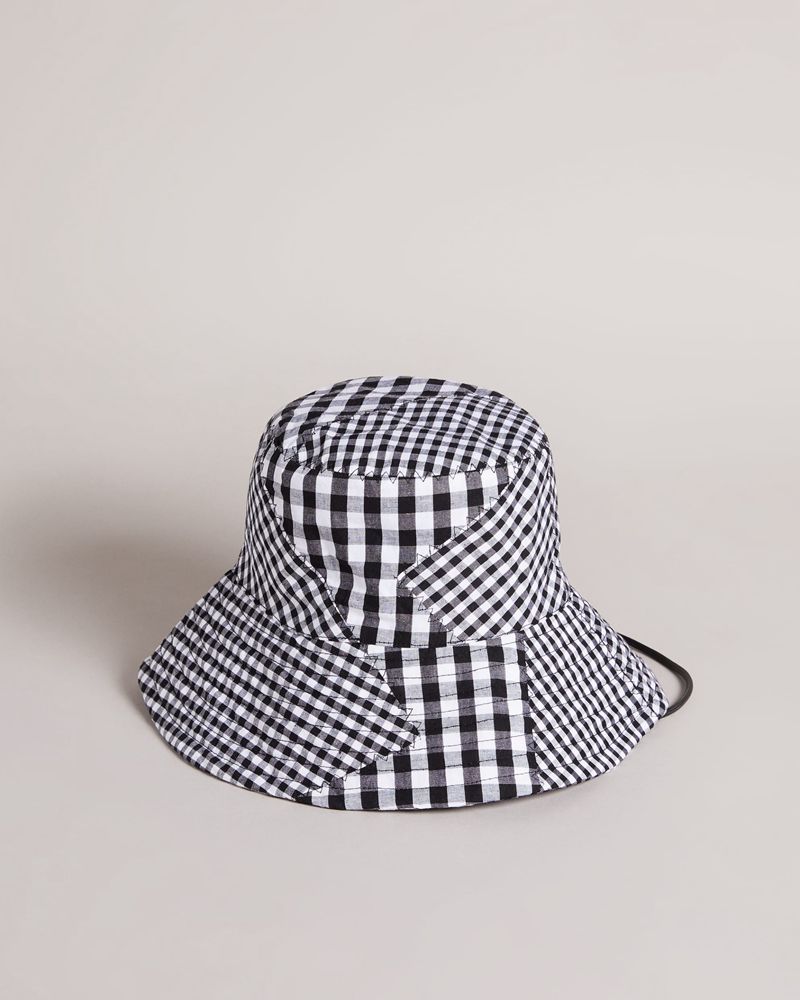 Ted Baker Ikkee Patchwork Gingham Bucket Hatt Dam Svarta | JXH-014763