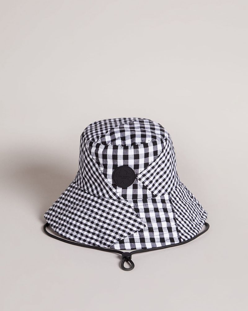 Ted Baker Ikkee Patchwork Gingham Bucket Hatt Dam Svarta | JXH-014763