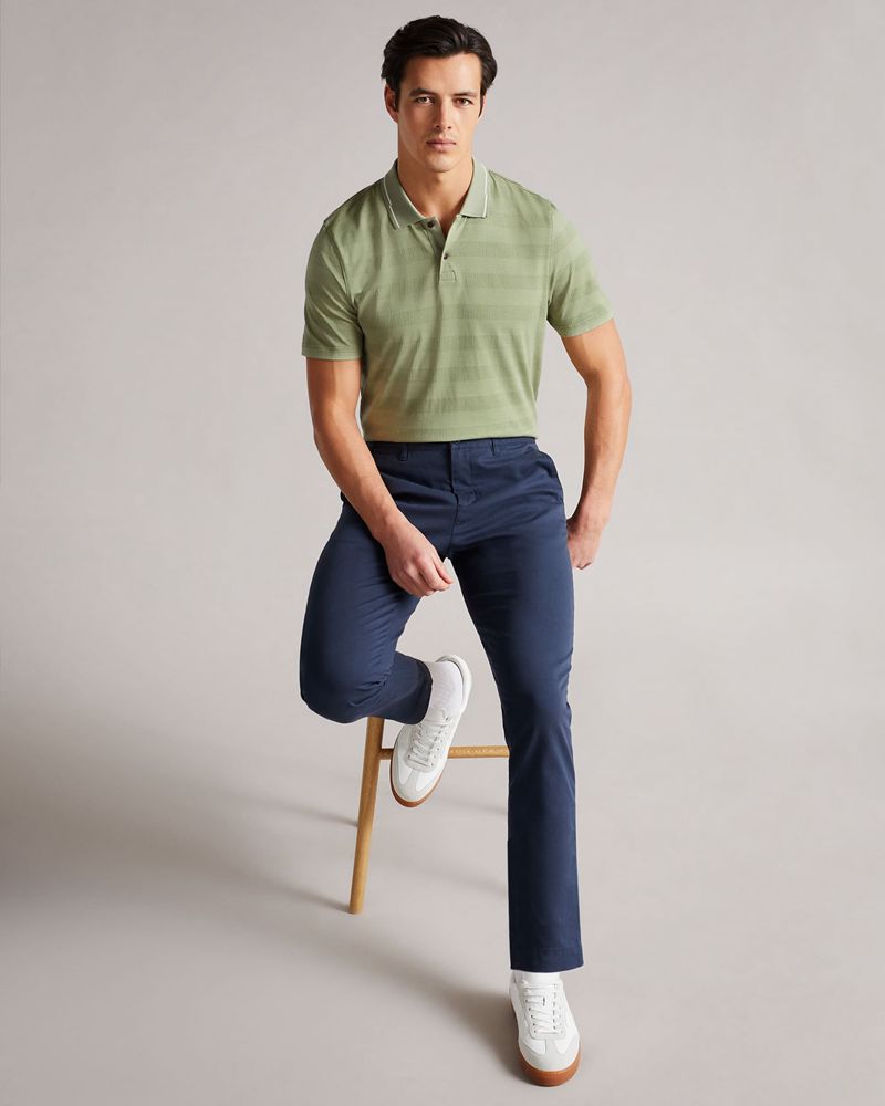 Ted Baker Irby Ss Textured Stripe Polo Blast Herr Gröna | QEV-497830