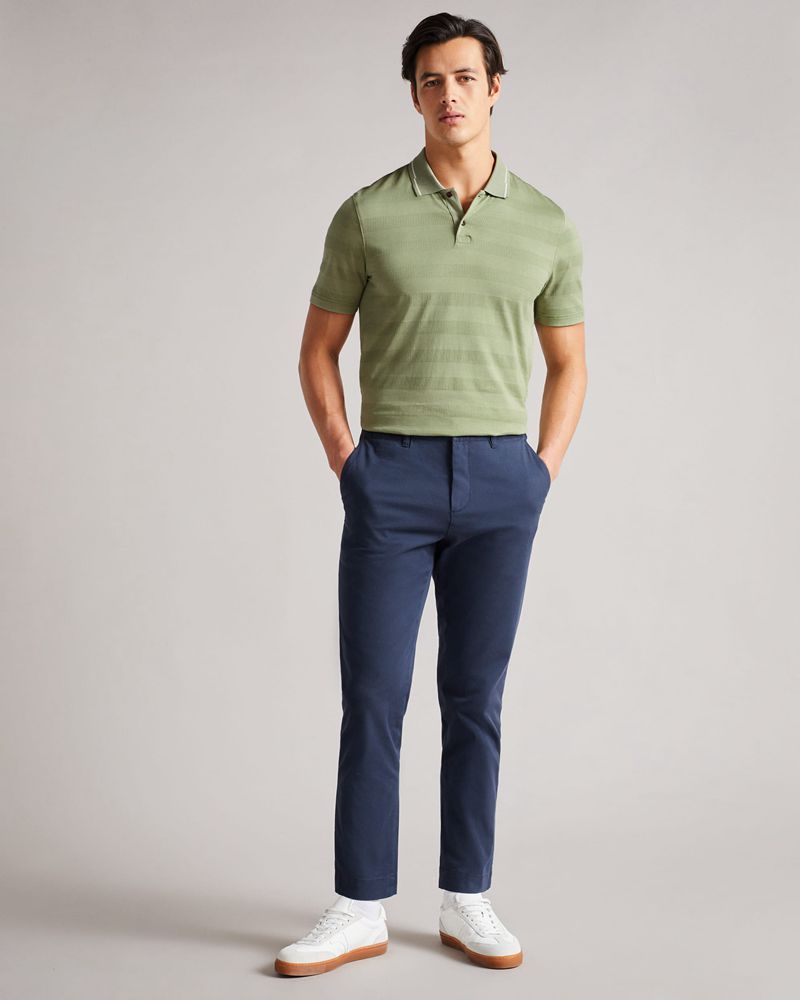Ted Baker Irby Ss Textured Stripe Polo Blast Herr Gröna | QEV-497830