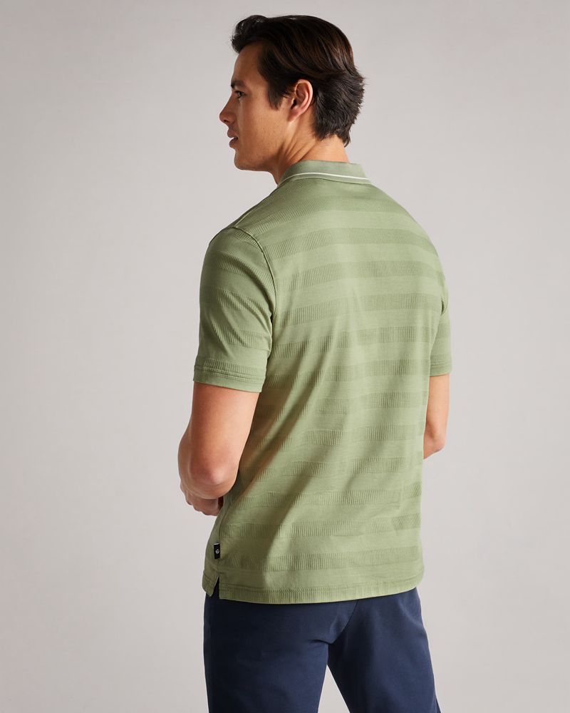 Ted Baker Irby Ss Textured Stripe Polo Blast Herr Gröna | QEV-497830