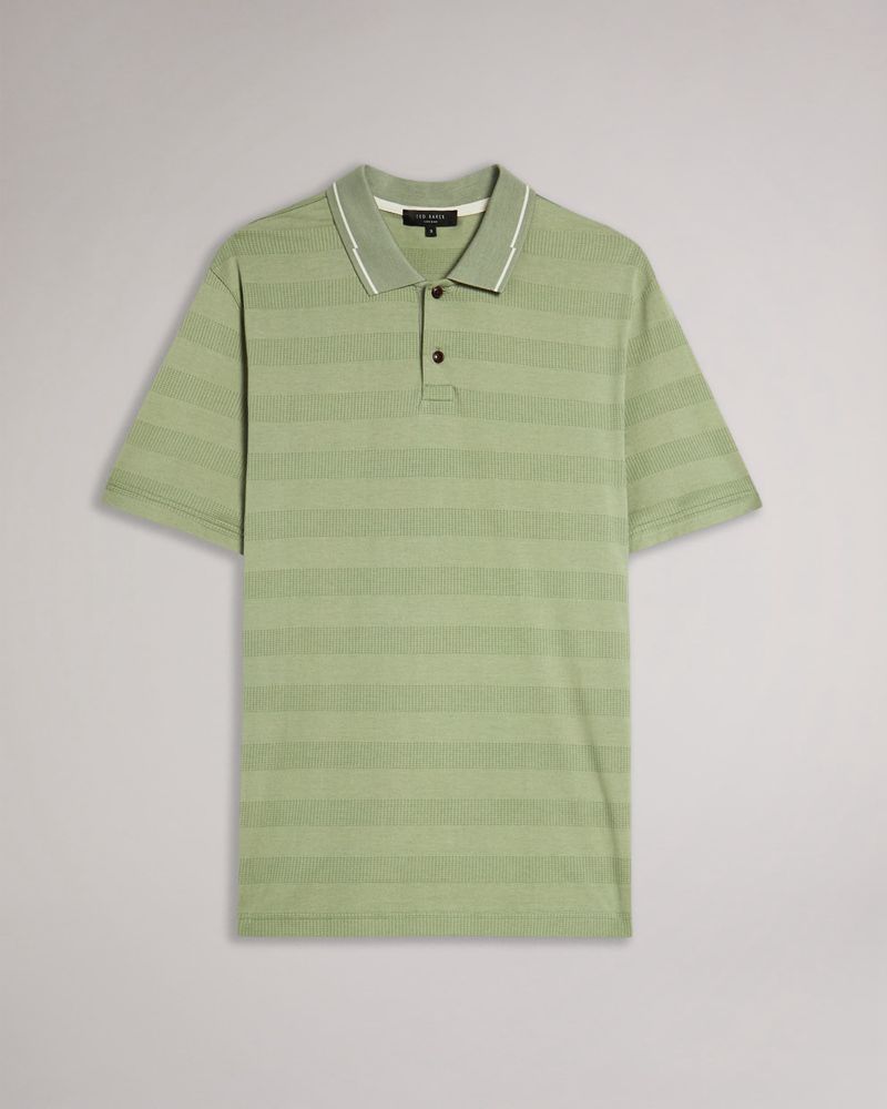 Ted Baker Irby Ss Textured Stripe Polo Blast Herr Gröna | QEV-497830