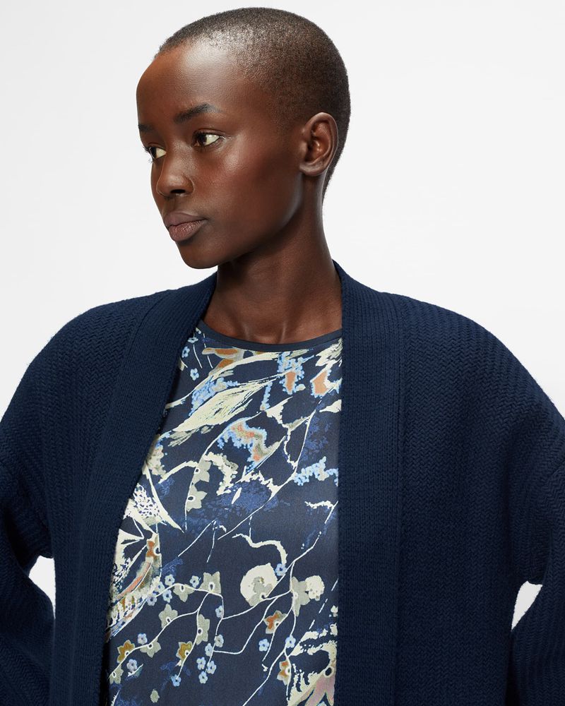 Ted Baker Islabel Floor Length Edge To Edge Cardi Stickat Dam Marinblå | MCH-240659