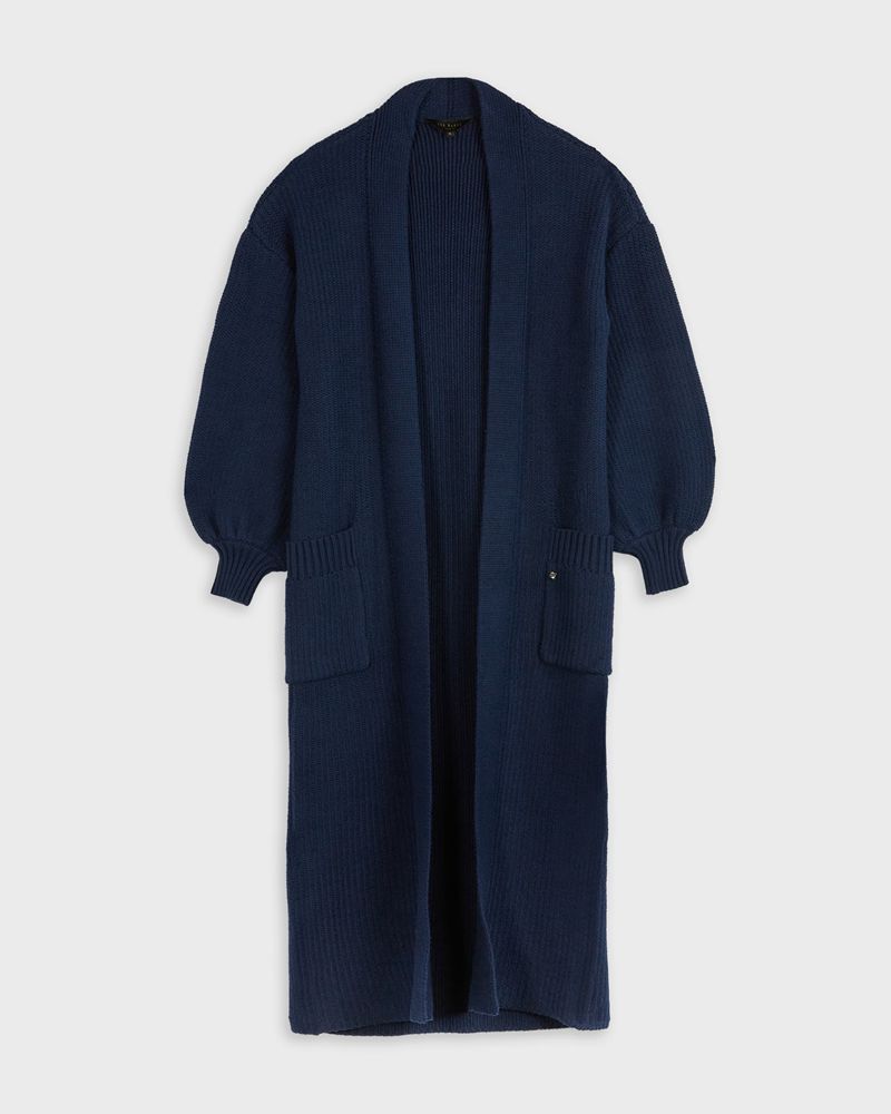 Ted Baker Islabel Floor Length Edge To Edge Cardi Stickat Dam Marinblå | MCH-240659