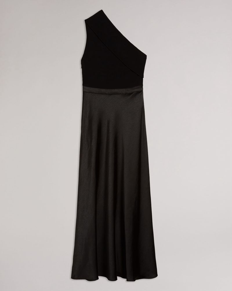 Ted Baker Ivena Asymmetric Knit Bodice With Satin Klänning Dam Svarta | CLI-359476