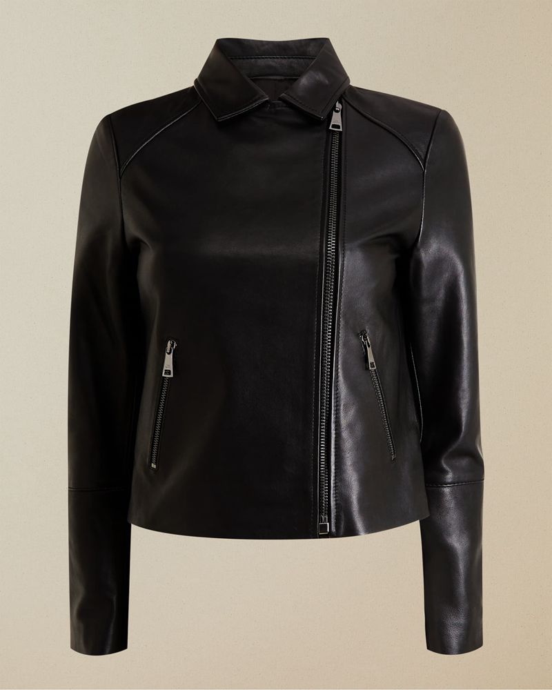 Ted Baker Janeal Läder Biker Jacka Dam Svarta | BON-592107
