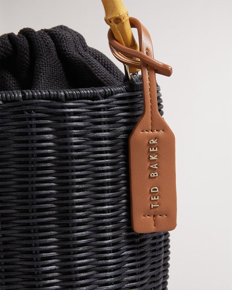Ted Baker Jayriri Basket Weave Bucket Crossbody Väska Dam Svarta | NMH-436210