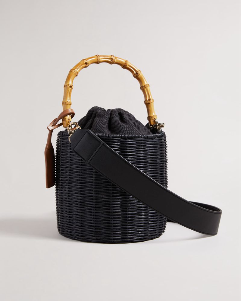 Ted Baker Jayriri Basket Weave Bucket Crossbody Väska Dam Svarta | NMH-436210