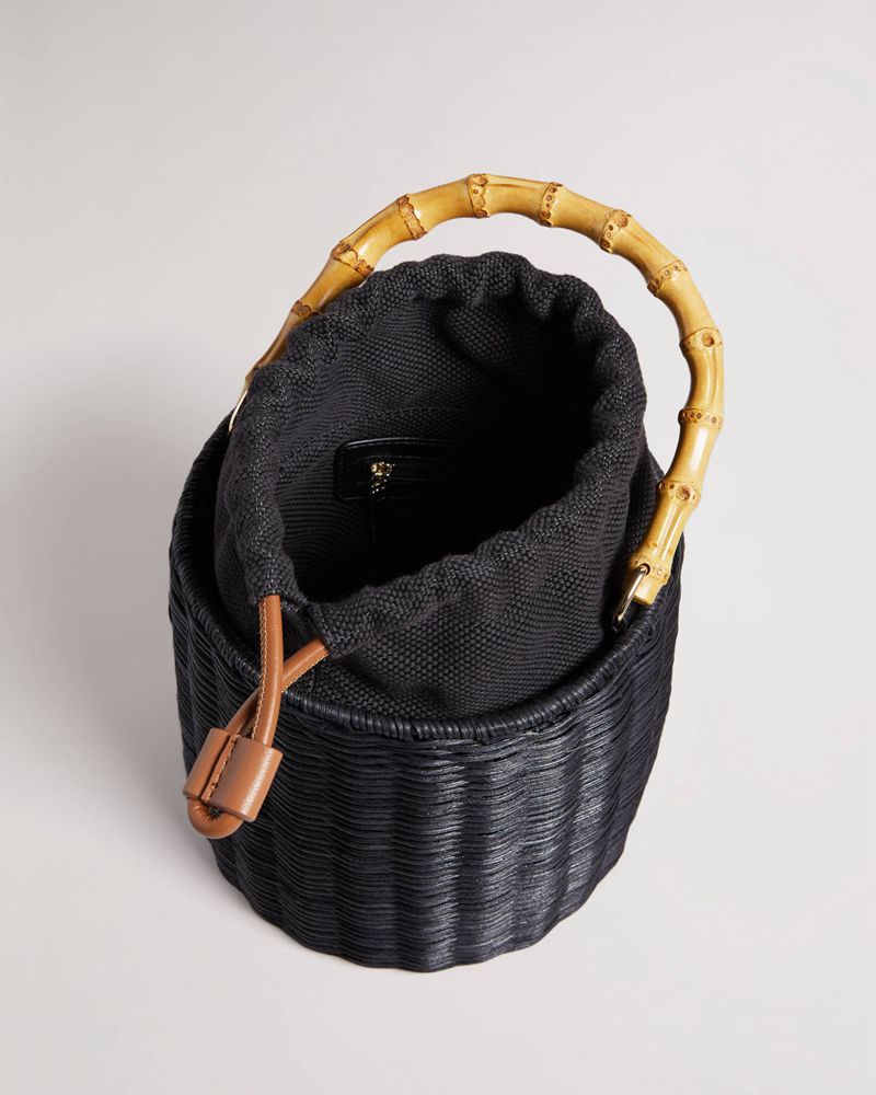 Ted Baker Jayriri Basket Weave Bucket Crossbody Väska Dam Svarta | NMH-436210