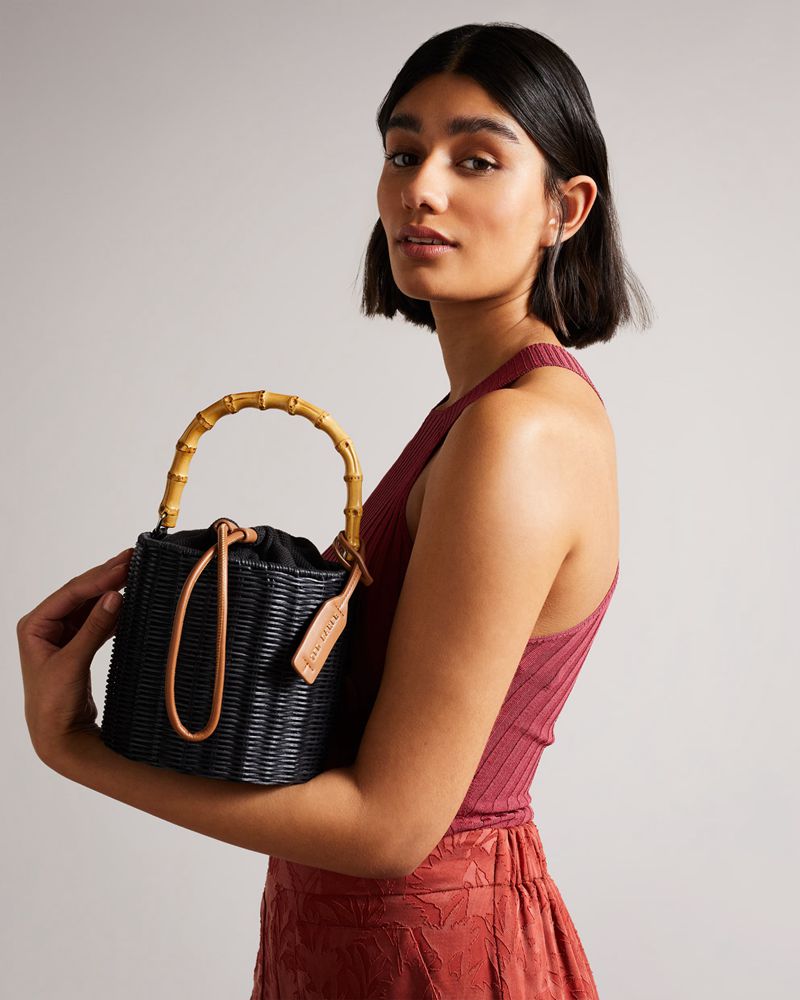 Ted Baker Jayriri Basket Weave Bucket Crossbody Väska Dam Svarta | NMH-436210