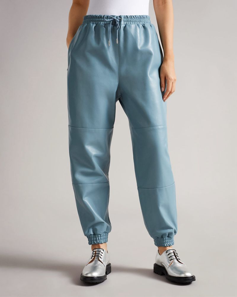 Ted Baker Jayylah Läder Jogger Byxor Dam Blå | NOC-021794
