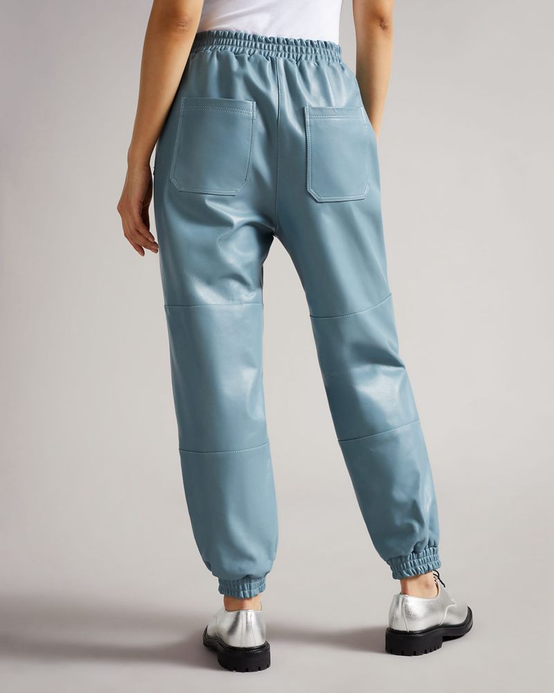 Ted Baker Jayylah Läder Jogger Byxor Dam Blå | NOC-021794