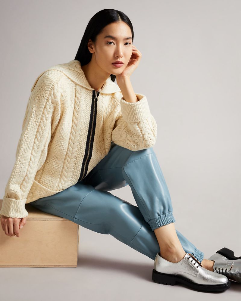 Ted Baker Jayylah Läder Jogger Byxor Dam Blå | NOC-021794