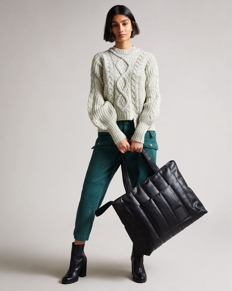 Ted Baker Jaz Pu Vertically Quilted Breda Tote Väska Dam Svarta | EFH-716024