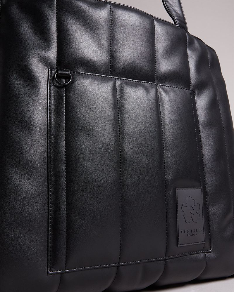 Ted Baker Jaz Pu Vertically Quilted Breda Tote Väska Dam Svarta | EFH-716024