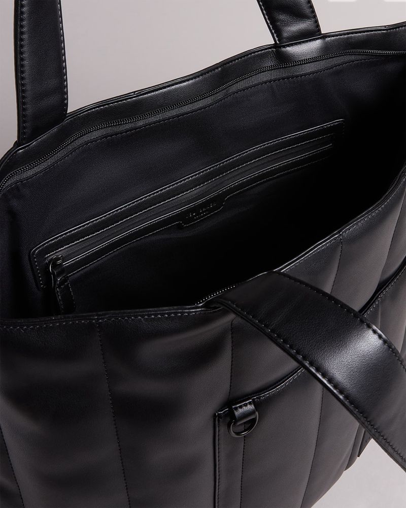 Ted Baker Jaz Pu Vertically Quilted Breda Tote Väska Dam Svarta | EFH-716024