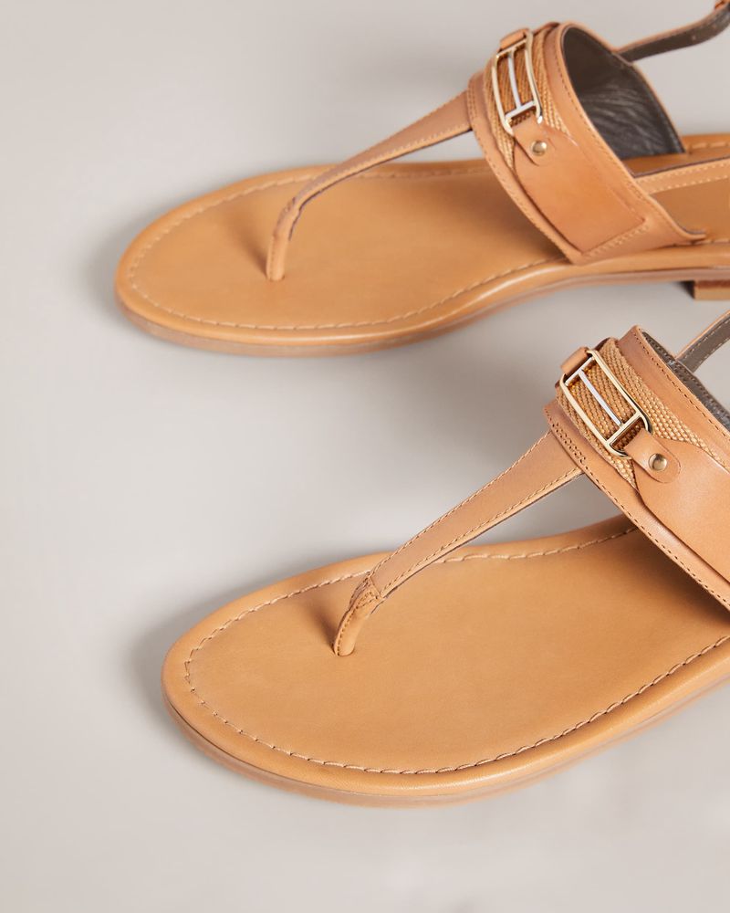 Ted Baker Jazmiah Läder Tå Post Sandaler Dam Bruna | AVW-175632