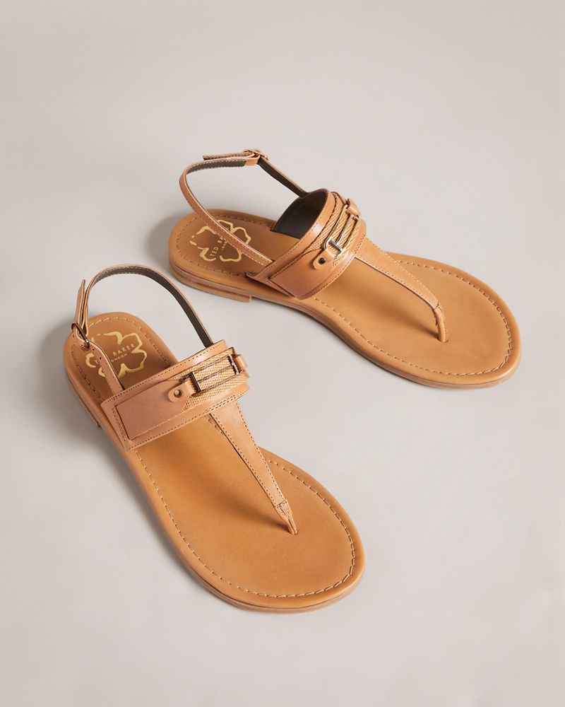 Ted Baker Jazmiah Läder Tå Post Sandaler Dam Bruna | AVW-175632