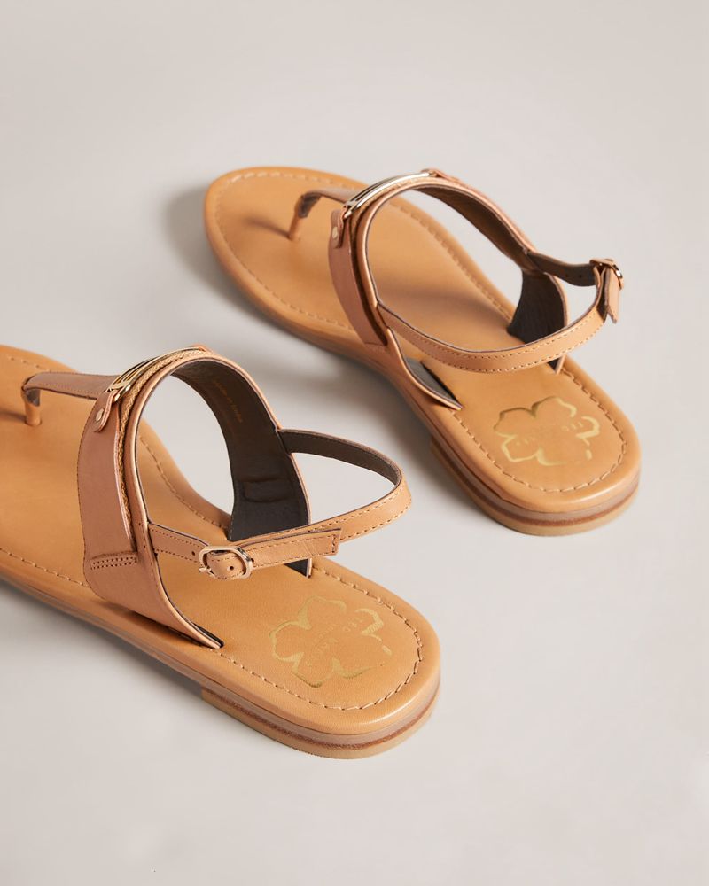 Ted Baker Jazmiah Läder Tå Post Sandaler Dam Bruna | AVW-175632